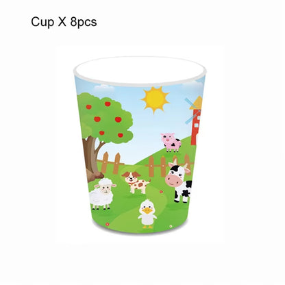 Farm Cow Theme Birthday Party Animal Party Cow Decoration Disposable Cups Plates Flags Tablecloth Baby Shower Balloon Decoration