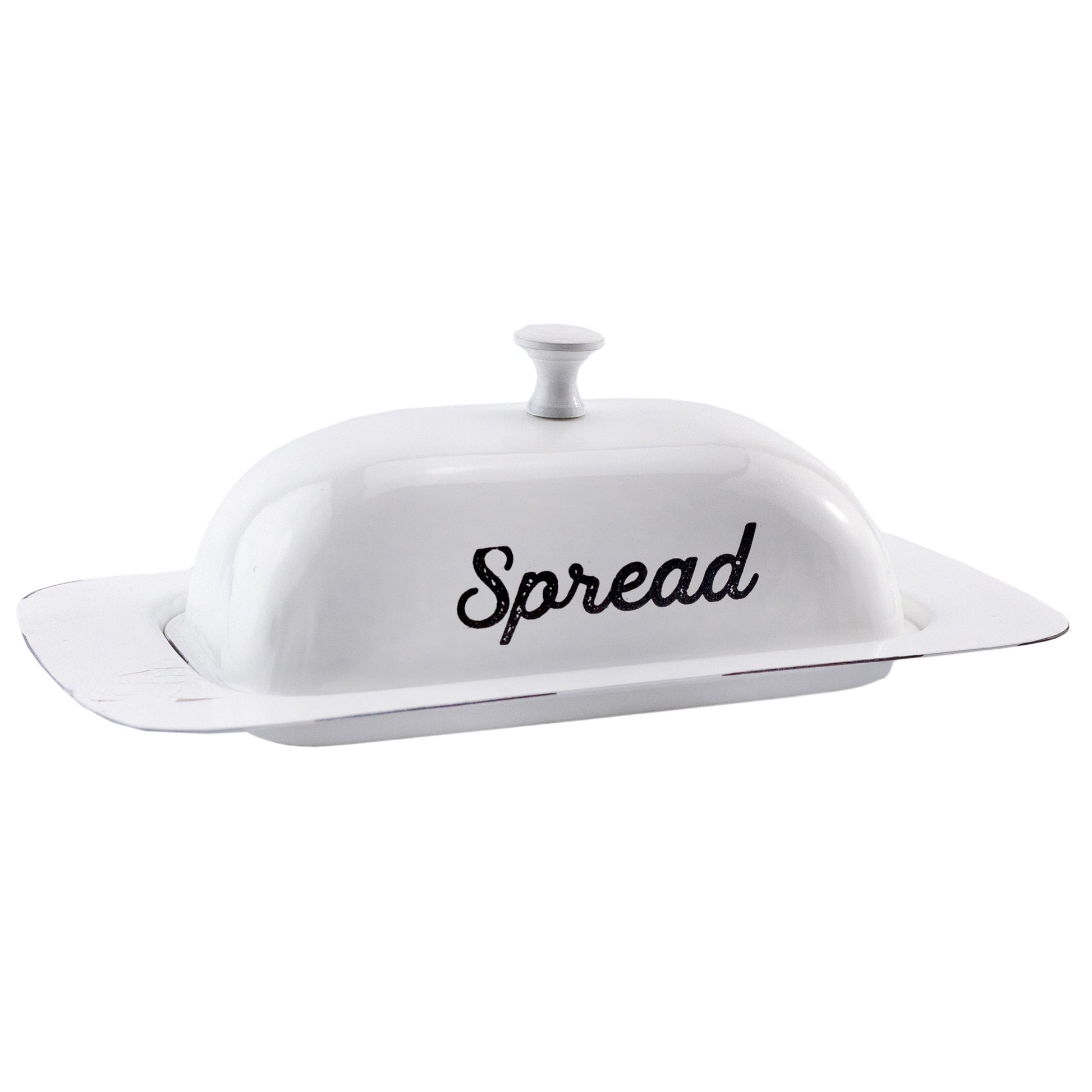 Large Enamelware Butter Dish (White); Farmhouse Enamel Butter Serving Dish W/ Lid