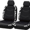 Universal Fit Black,White Cow Faux Leather Car Seat and Headrest Cover, Set of 2