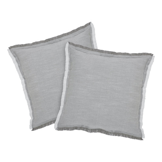 20" X 20" Grey Cotton Decorative Pillows (2 Count)