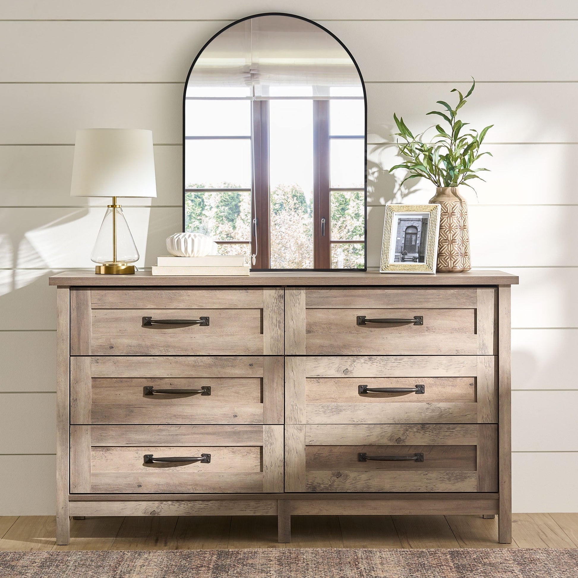 Modern Farmhouse 6-Drawer Dresser, Rustic Gray Finish