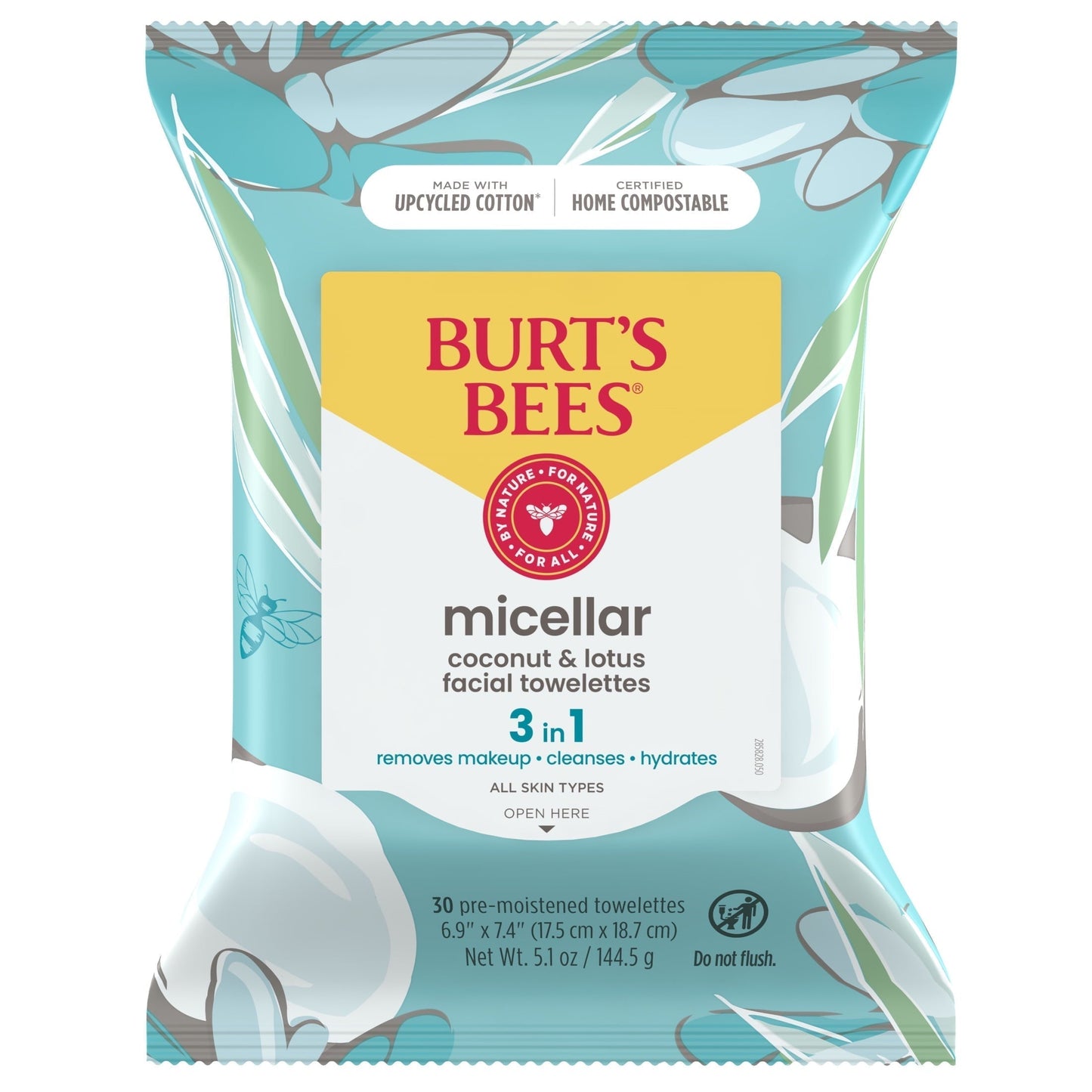 Micellar Facial Towelettes with Coconut and Lotus, 30 Ct. Package