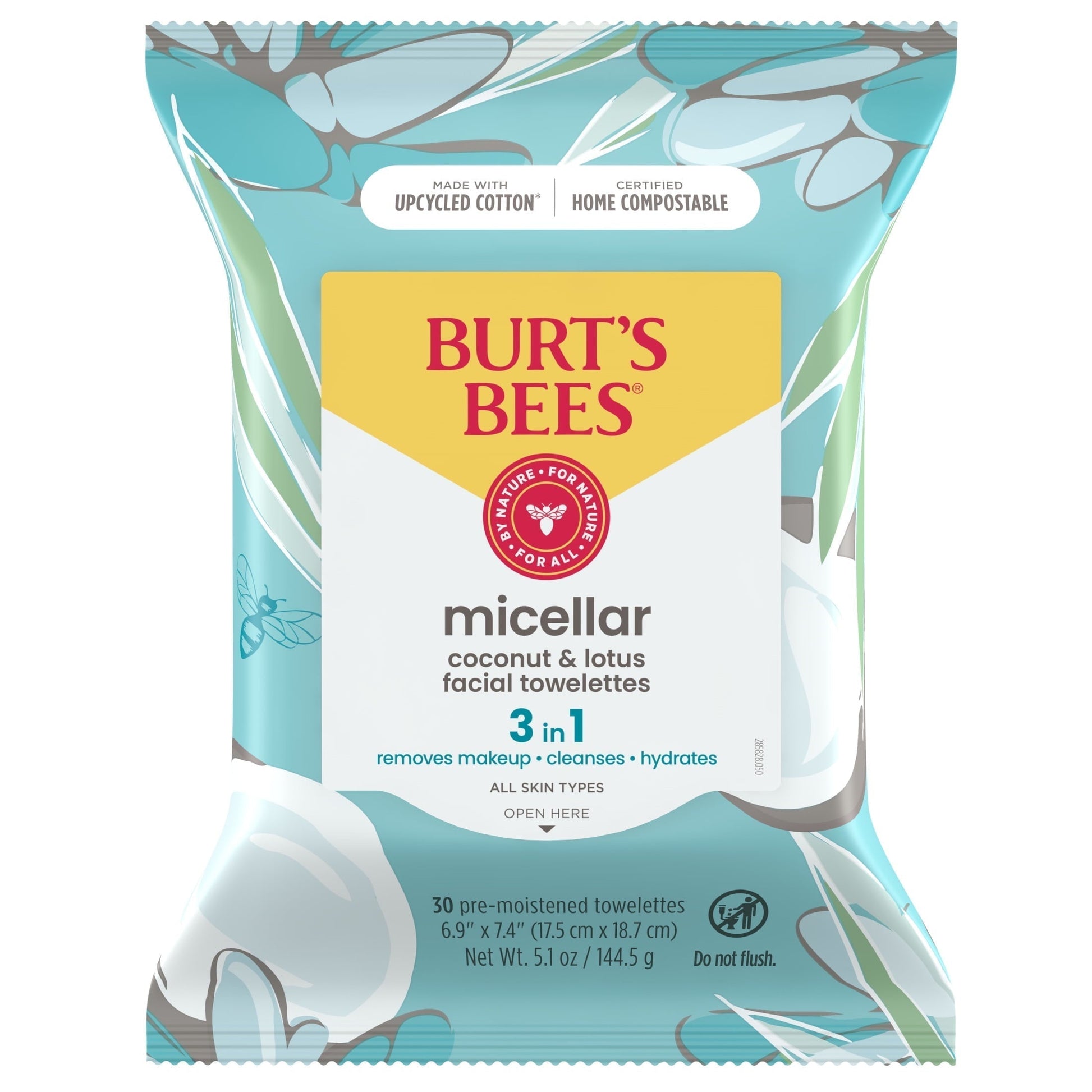 Micellar Facial Towelettes with Coconut and Lotus, 30 Ct. Package