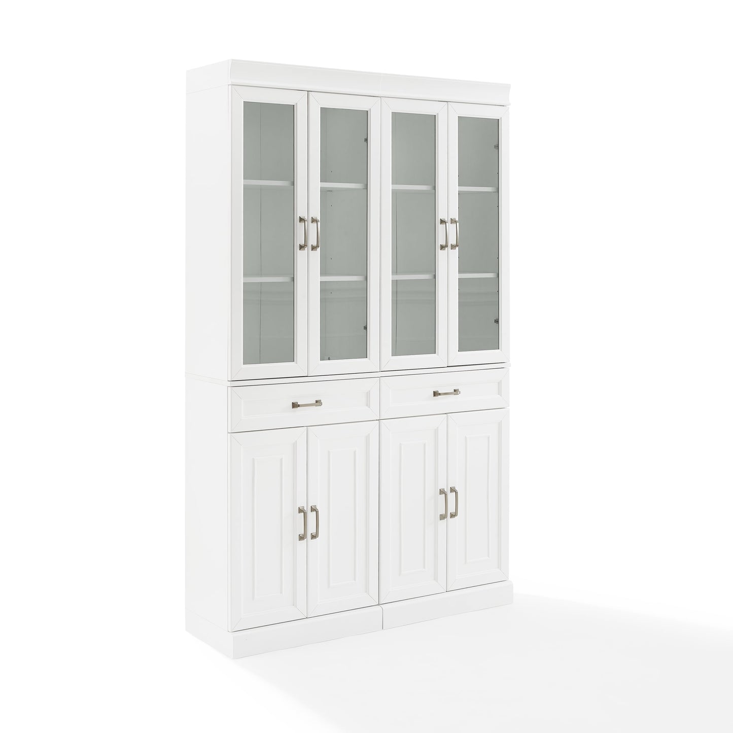 Stanton Wood Pantry with Glass Door in White (Set of 2)