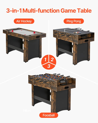 3-in-1 Combo Game Table Set, 54" Air Hockey Table, Multi Combination Table with Air Hockey, Ping Pong, Foosball, Pushers & Pucks, Air Powered Arcade Hockey Table for Family Game Room Office