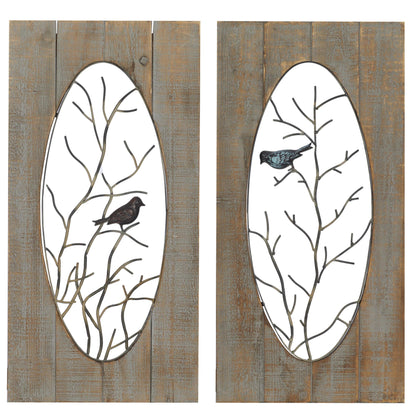 Brown Wood Bird Wall Decor with Tree Branches (2 Count)
