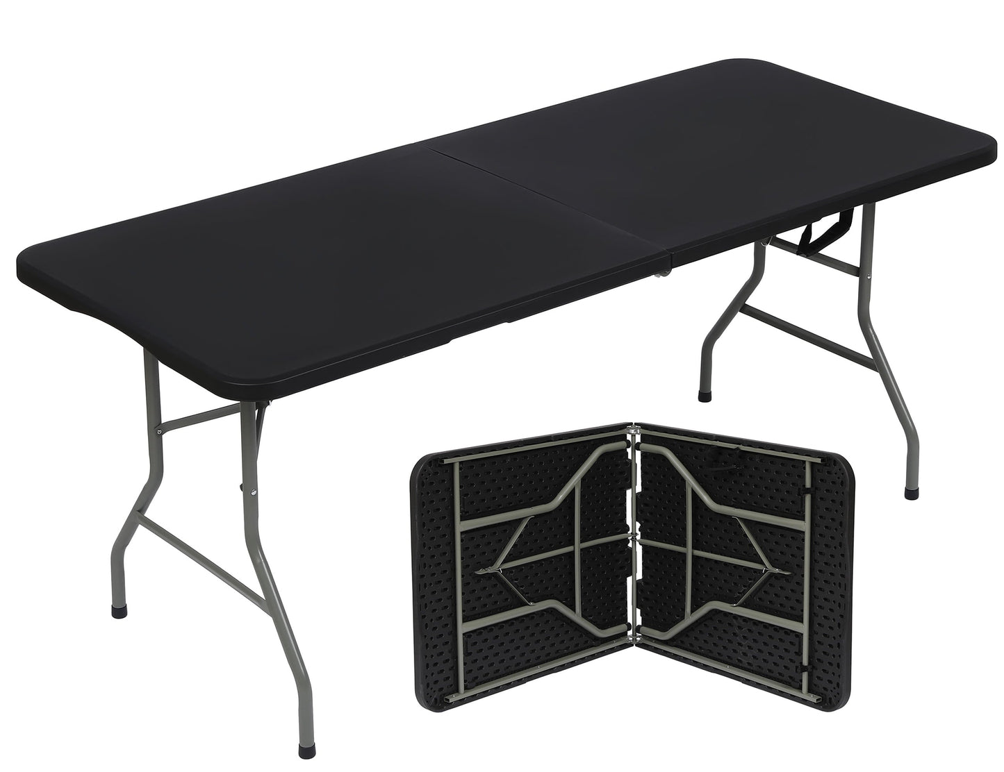 6Ft Folding Table for Indoor Outdoor Camping Party , Black