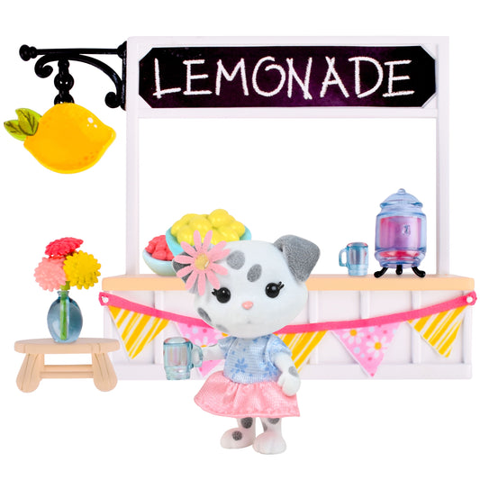Sweet & Sour Lemonade Stand Playset with Dog Figure, 9 Piece, Ages 3+