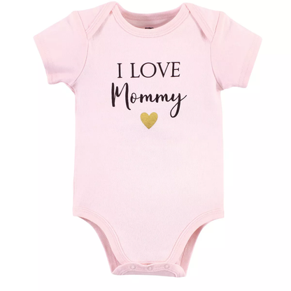 Hudson Baby Infant Girl Cotton Bodysuits 3Pk, Girl Mommy