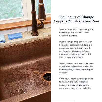 Lange 30 In. Farmhouse Apron Front Undermount Single Bowl 16 Gauge Antique Copper Kitchen Sink