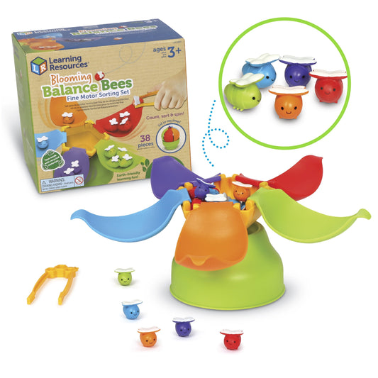 Blooming Balance Bees Fine Motor Sorting Set, 38 Pieces, Ages 3+, Preschool Learning Activities, Toddler Learning Toys 2-4, Montessori Toys, Sustainable Toys