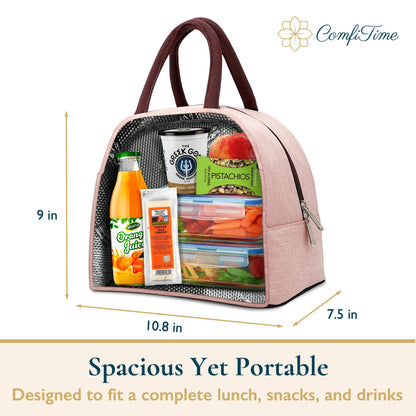 Lunch Bag - Insulated Lunch Box for Women, 8L or 14 Cans Large Capacity Cooler Bag for Adults & Teen, Cute Aesthetic Lunch Tote for Work, School, Extra Zippered Pocket for Wallet & Phone