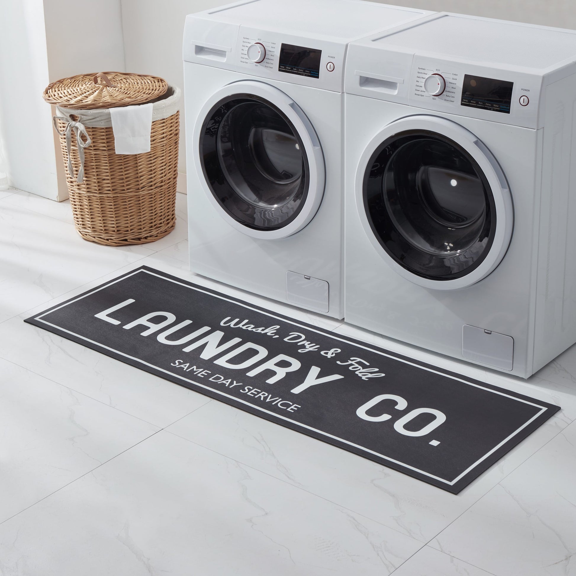 20" X 59" Laundry Indoor Runner Rug, Black