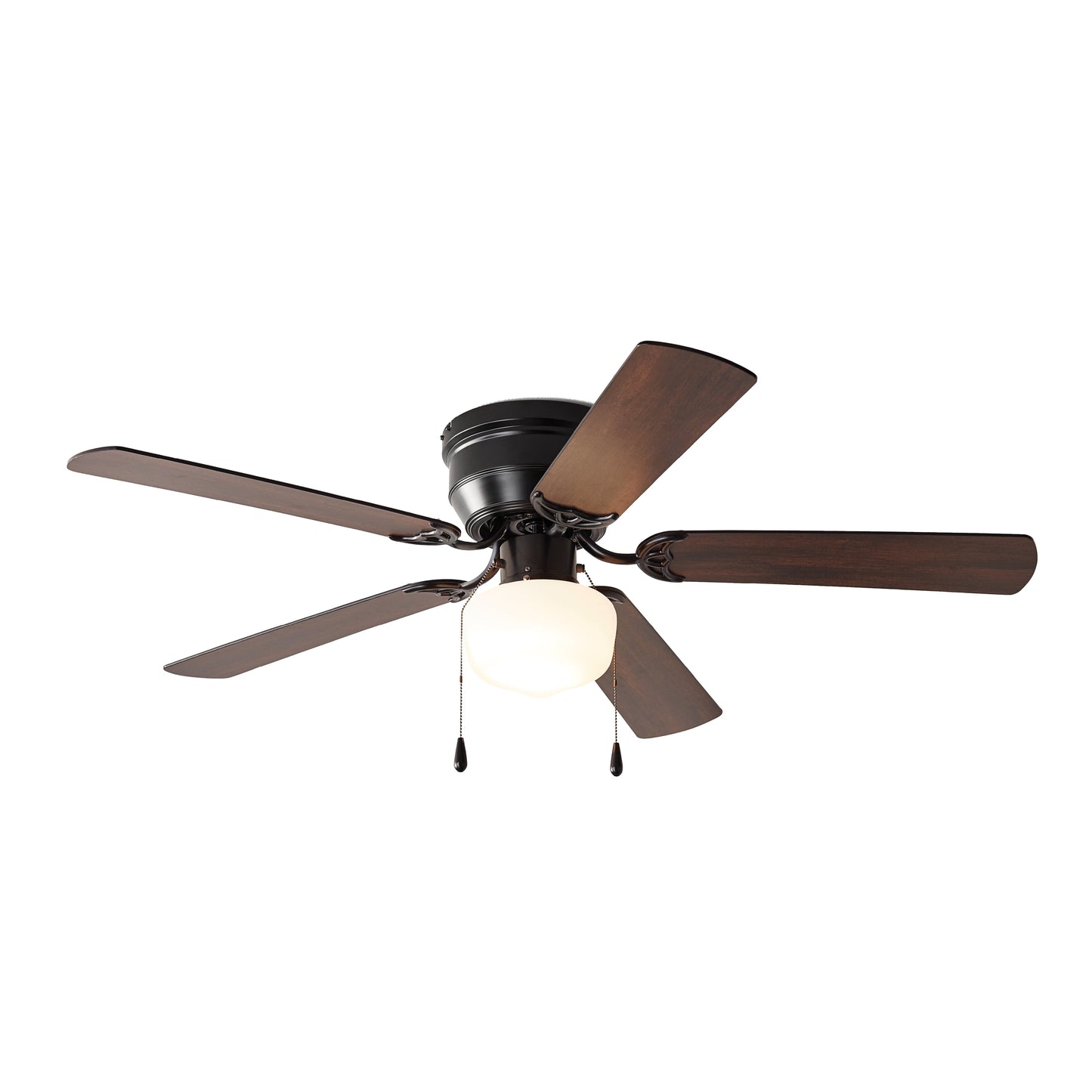 52 Inch Hugger Indoor Ceiling Fan with Light Kit, Black, 5 Blades,, Reverse Airflow