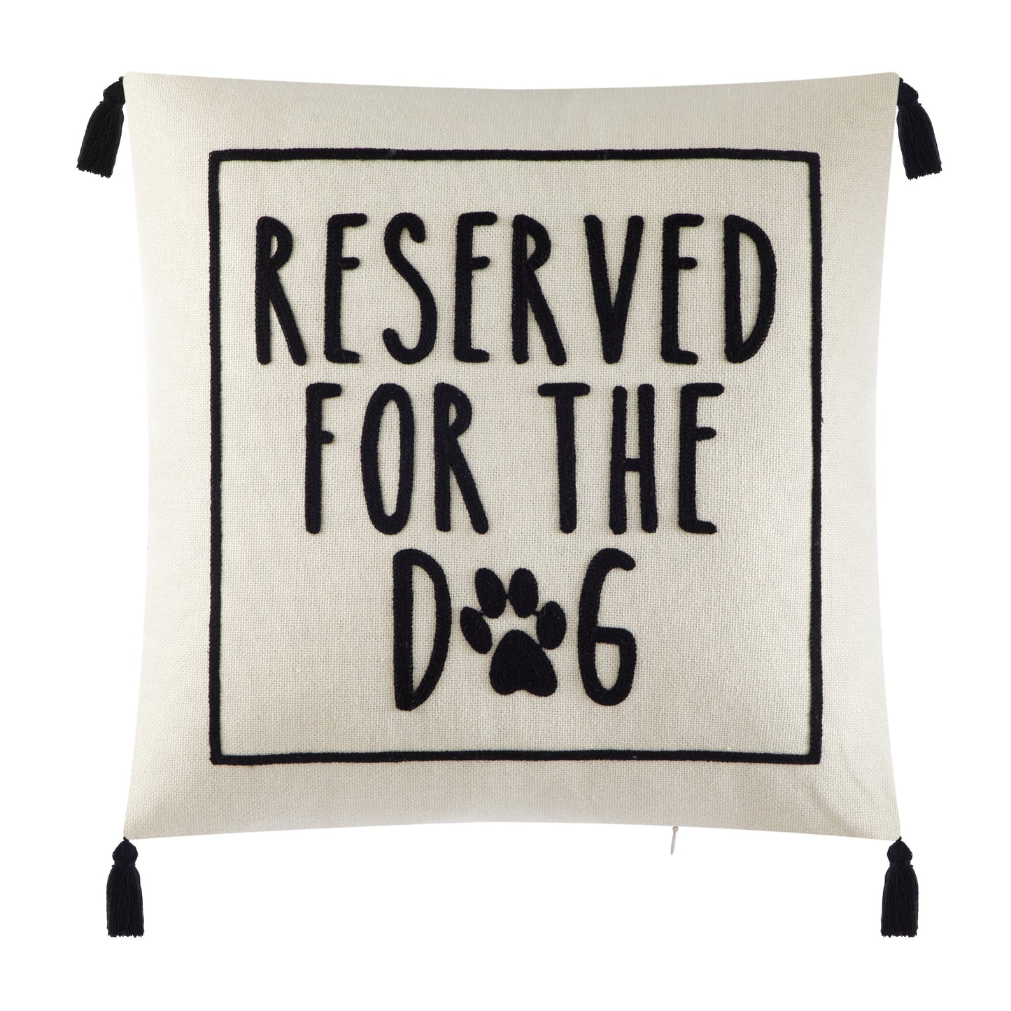 Black and White Reserved for Dog Square Decorative Pillow, 18 in X 18 In, Polyester Fill, 1 Piece