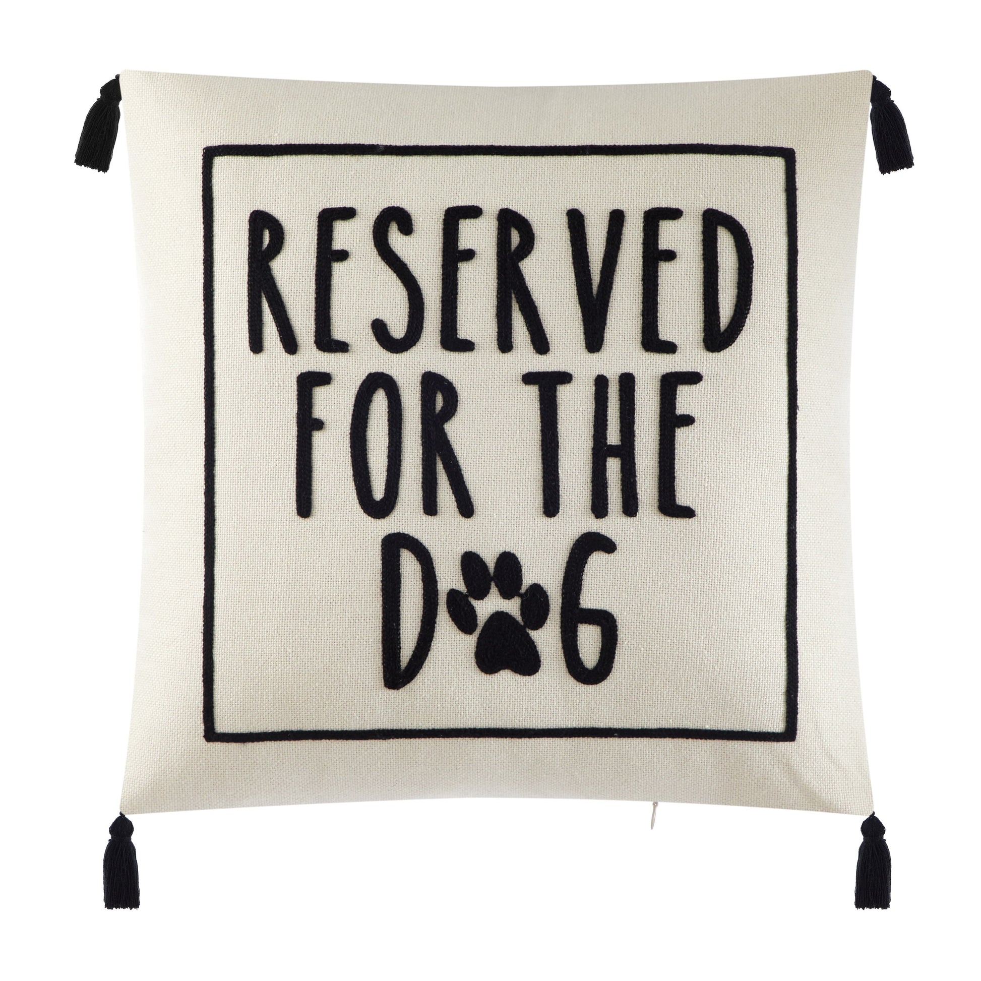 Black and White Reserved for Dog Square Decorative Pillow, 18 in X 18 In, Polyester Fill, 1 Piece