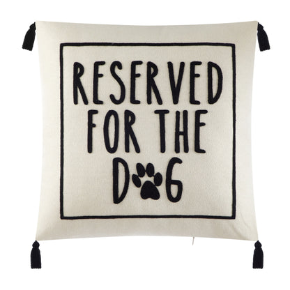 Black and White Reserved for Dog Square Decorative Pillow, 18 in X 18 In, Polyester Fill, 1 Piece