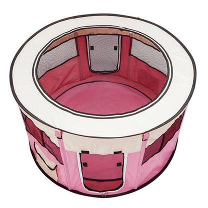 US 40inch Folding Pet Game Fence Tent Portable Round Dog House Cat Nest Bed With Zipper Pink