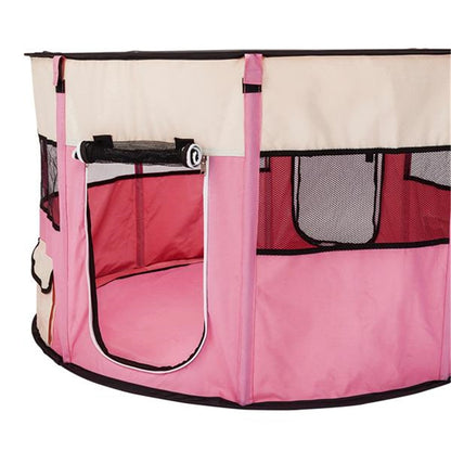 US 40inch Folding Pet Game Fence Tent Portable Round Dog House Cat Nest Bed With Zipper Pink