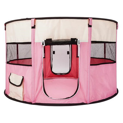 US 40inch Folding Pet Game Fence Tent Portable Round Dog House Cat Nest Bed With Zipper Pink