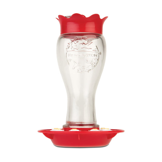 Glass Red Hummingbird Feeder, 16 Oz Nectar Capacity