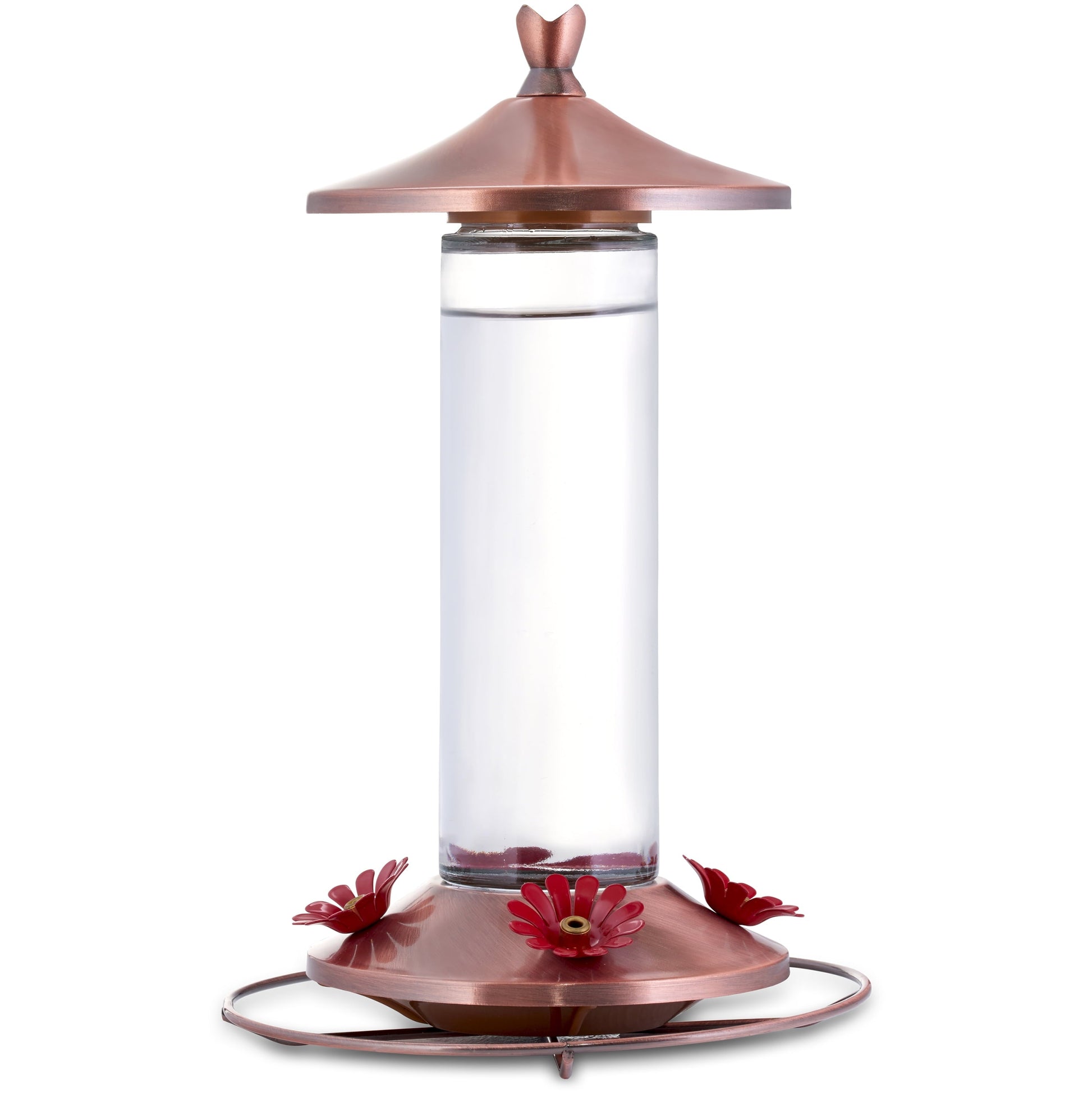 Elegant Copper Glass Hummingbird Feeder - 12 Oz