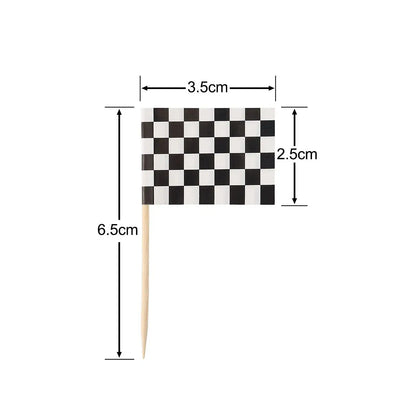 24Pcs Checkered Racing Flag Toothpicks Cupcake Picks Toothpick Flag Dinner Flags Race Car Cake Toppers Decorations Party Supplie
