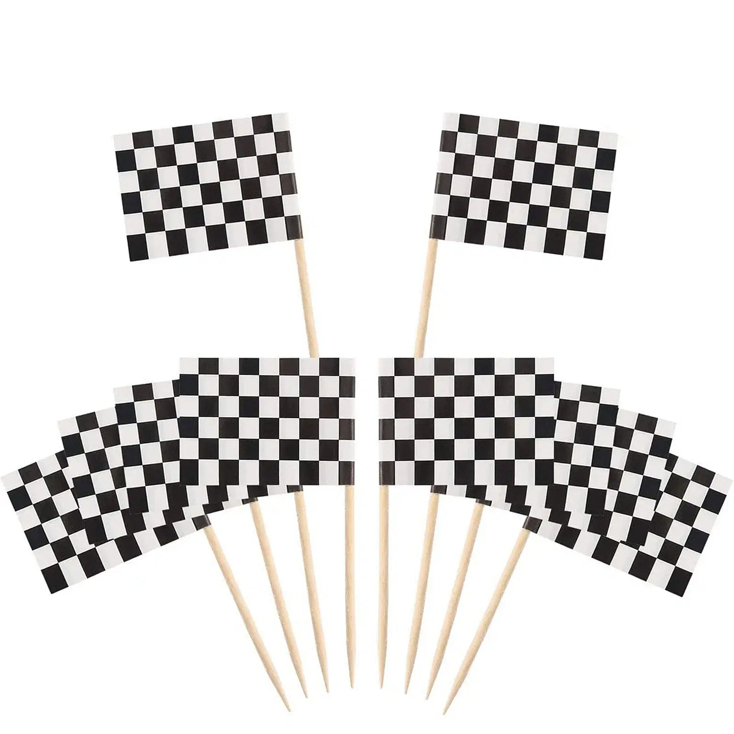 24Pcs Checkered Racing Flag Toothpicks Cupcake Picks Toothpick Flag Dinner Flags Race Car Cake Toppers Decorations Party Supplie