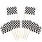 24Pcs Checkered Racing Flag Toothpicks Cupcake Picks Toothpick Flag Dinner Flags Race Car Cake Toppers Decorations Party Supplie