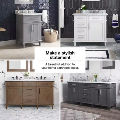 Sonoma 60 In. Double Sink Almond Latte Bath Vanity with Carrara Marble Top (Assembled)