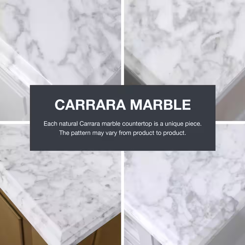 Sonoma 60 In. Double Sink Almond Latte Bath Vanity with Carrara Marble Top (Assembled)