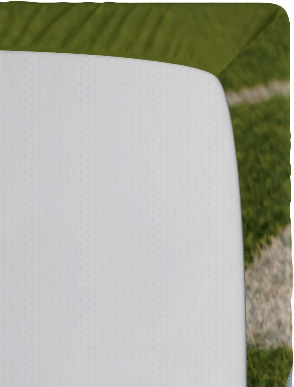 Sports Fitted Sheet, American Football on the Grass Field 50 Yard Line Pro Soprts College Sports, Soft Decorative Fabric Bedding All-Round Elastic Pocket, Twin Size, Green Red White