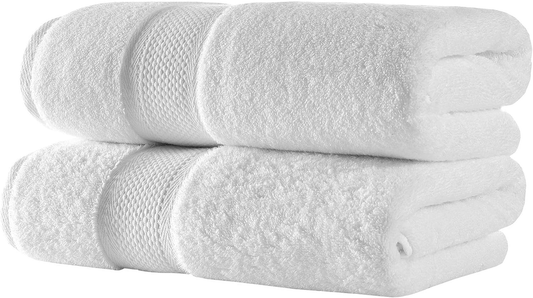 Turkish Towels Luxury Hotel-Spa Towel Set, Non-Gmo 100% Turkish Cotton | Ultra Soft Plush Absorbent Towels (White, 2 Pcs Bath Towel Set)