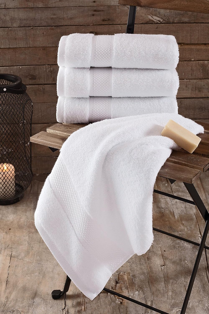 Turkish Towels Luxury Hotel-Spa Towel Set, Non-Gmo 100% Turkish Cotton | Ultra Soft Plush Absorbent Towels (White, 2 Pcs Bath Towel Set)