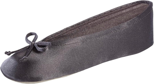Women'S Satin Ballerina Slippers with Classic Ribbon or Soft Tie Bow and Suede Sole