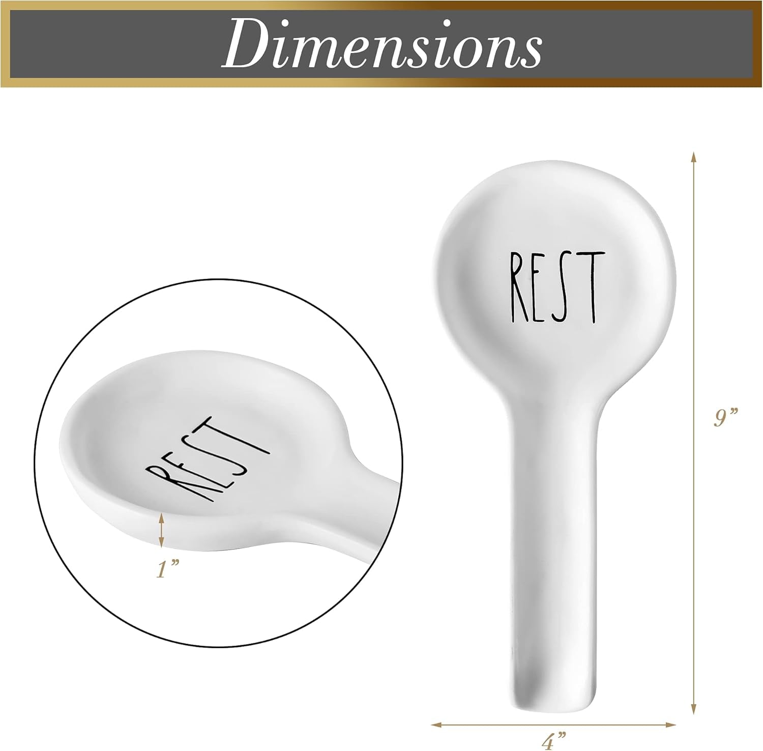 Ceramic Spoon Rest for Stove Top - Farmhouse Spoon Holder for Kitchen Counter - Coffee Spoon Rest, Kitchen Utensil Holder - Cooking Ladle Holder - Farmhouse Kitchen Decor, Accessories, Gifts (White)