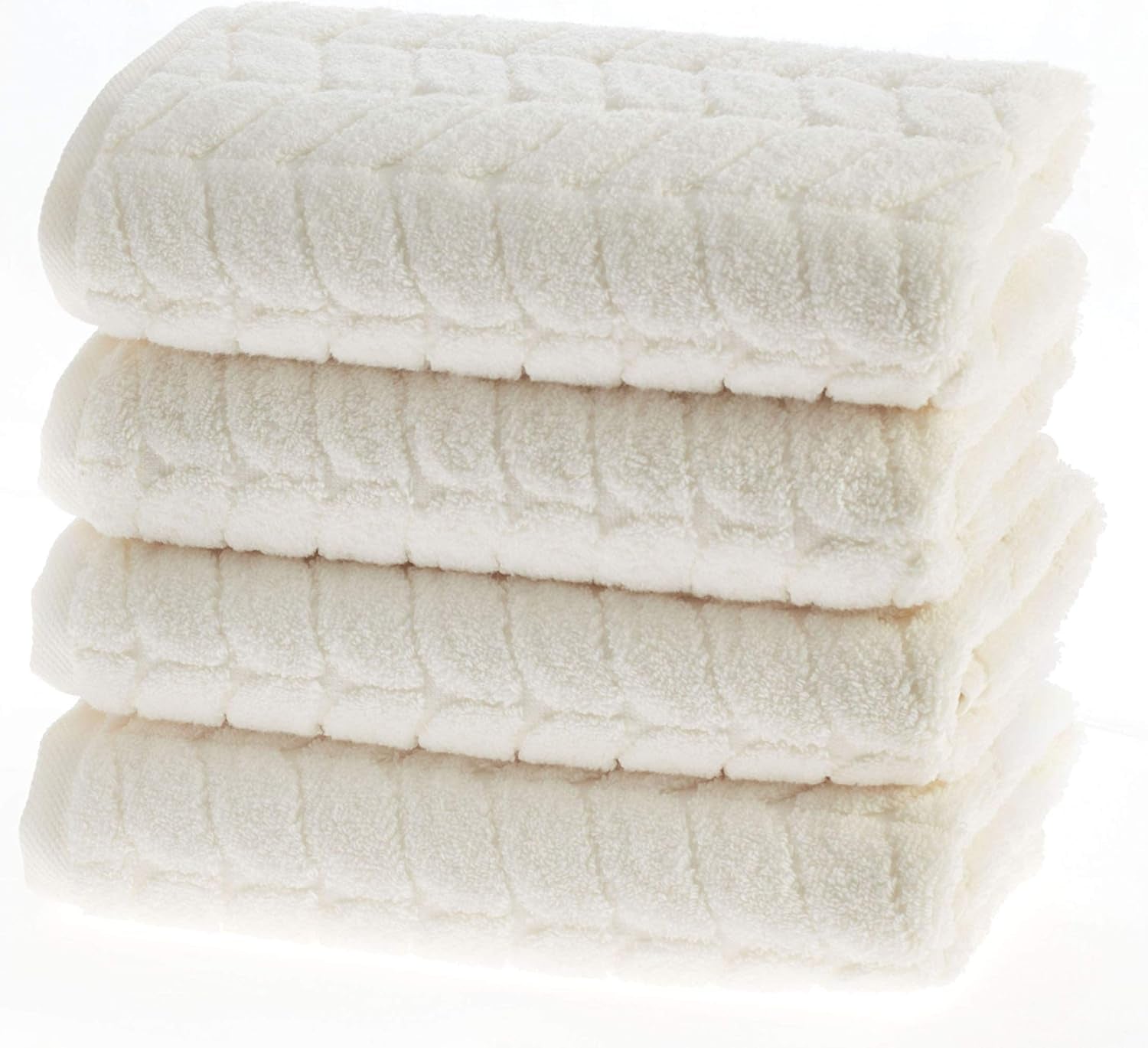 100% Turkish Cotton Jacquard Luxury Towel Set – Quick Dry Non-Gmo Ultra-Soft, Plush and Absorbent Luxury Durable Turkish Towels Set (Cream, 4 Pcs Hand Towel Set)