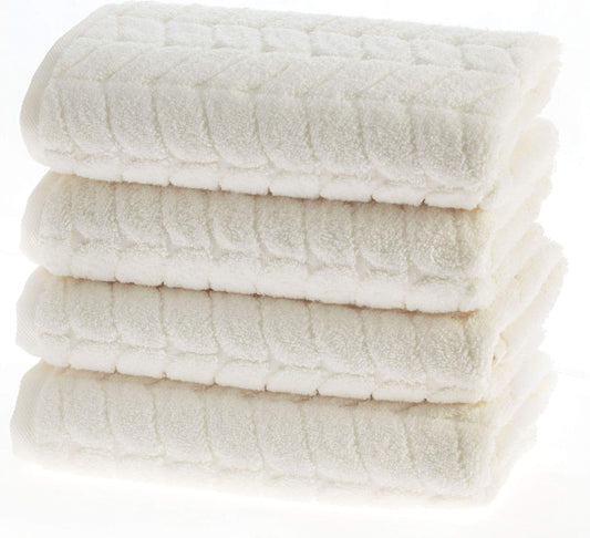 100% Turkish Cotton Jacquard Luxury Towel Set – Quick Dry Non-Gmo Ultra-Soft, Plush and Absorbent Luxury Durable Turkish Towels Set (Cream, 4 Pcs Hand Towel Set)