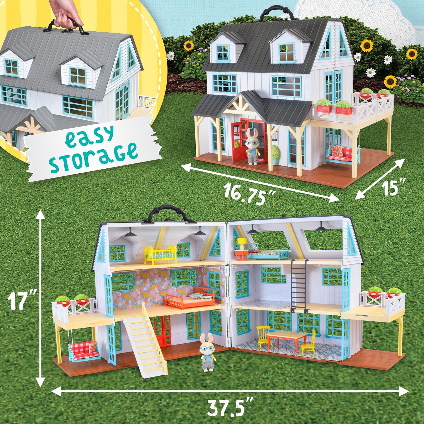 Buzzby Farmhouse Doll Playset & Mini Figure, 25 Pieces, Children Ages 3+