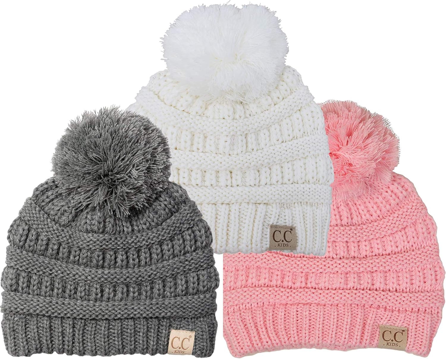Cozy Toddler Cable Knit Pom Beanie - Warm Winter Hat for Kids