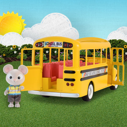 Yellow Sunshine School Bus with Lights & Sounds, Doll Included, Children Ages 3+