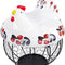 Chicken Egg Basket in Navy and Red Design Ceramic Chicken Shaped Lid with round Wire Basket Base and Handles