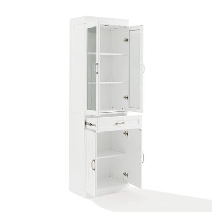 Stanton Wood Pantry with Glass Door in White (Set of 2)