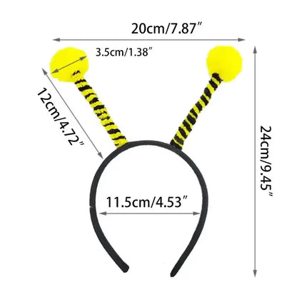 Adults Kids Plush Cartoon Bee Antennas Headband Fluffy Pompom Ball Birthday Party Cosplay Costume Christmas Halloween