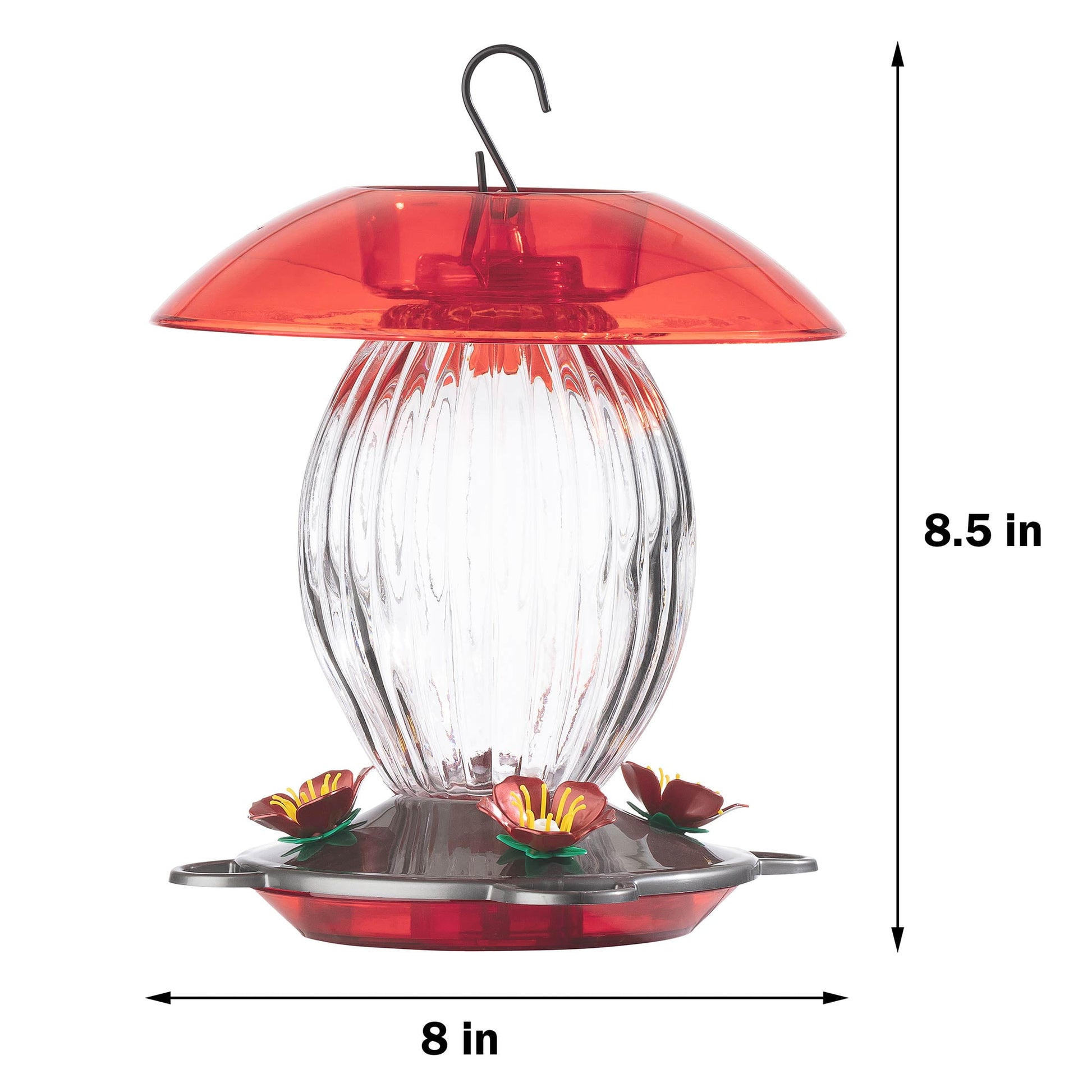 Jubilee Glass Bottle Hummingbird Feeder, 20 Oz Nectar Capacity, Clear