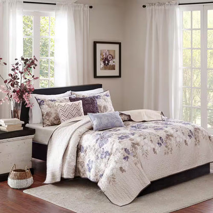 Piper 6-Piece Blue Microfiber Full/Queen Quilt Set