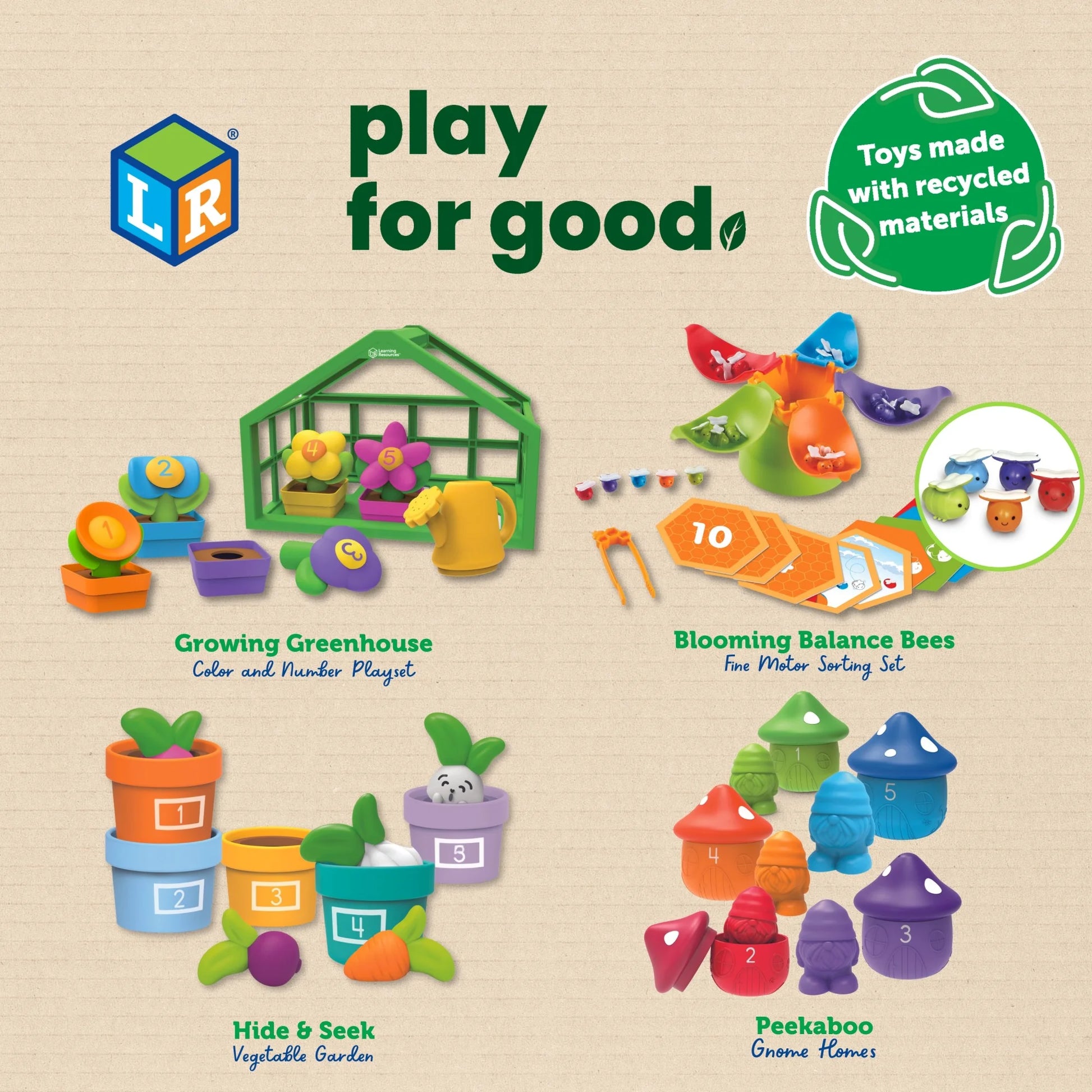 Blooming Balance Bees Fine Motor Sorting Set, 38 Pieces, Ages 3+, Preschool Learning Activities, Toddler Learning Toys 2-4, Montessori Toys, Sustainable Toys