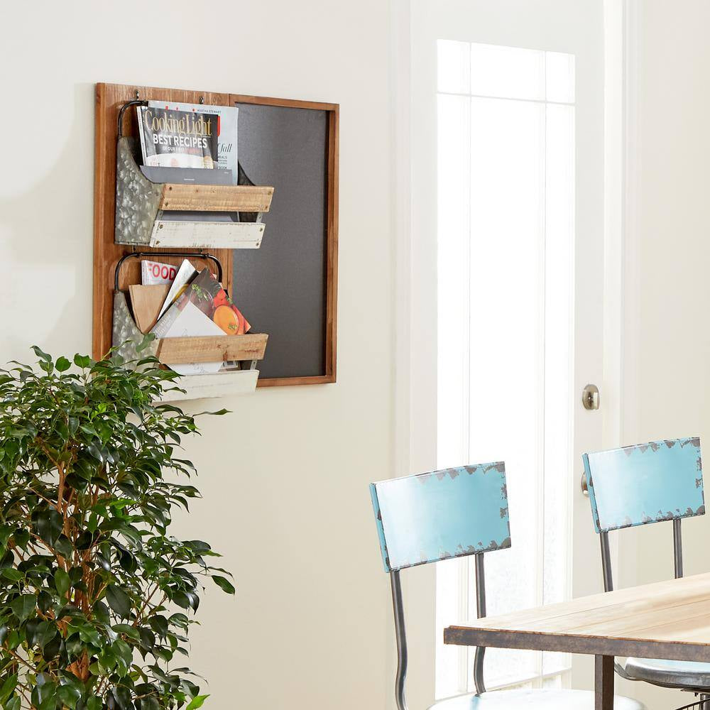 Brown Wood Farmhouse Magazine Rack Holder