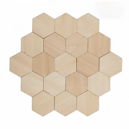 50Pcs/100Pcs Unfinished Wood Hexagon Pieces for DIY Crafts, 2.5Mm Wood Slice Cutouts Hexagon Blank Wooden Coasters Crafts