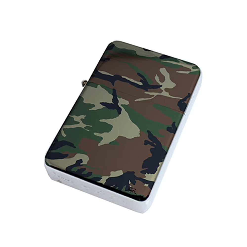Silver Windproof Flip Top Lighter - Camouflage